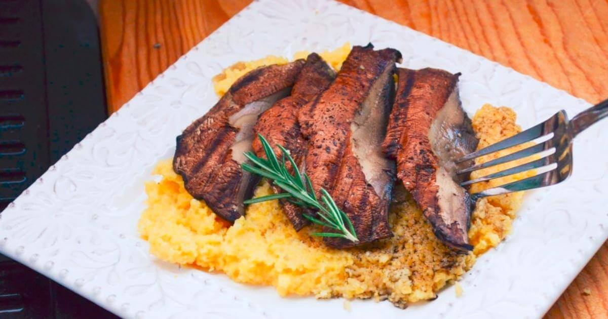 Portobello Mushroom Steaks with Cheesy Rosemary Polenta